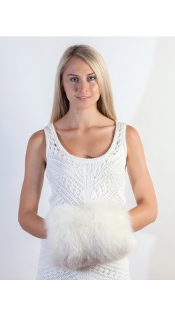 White fox fur hand muff